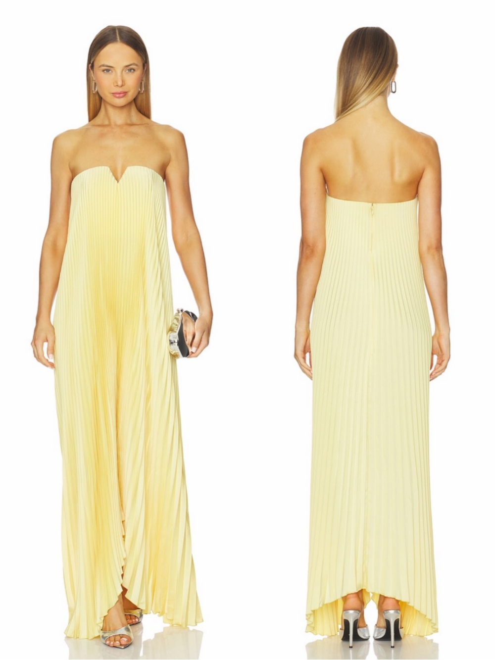 L'IDEE Black Tie Gown Maxi Dress in Butter Yellow Size XS US 2 NEW! With tags!